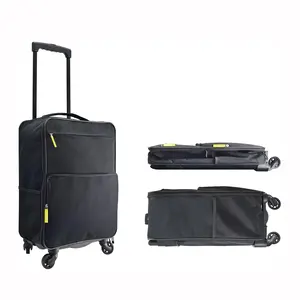 2023 Unisex Fashionable Foldable Business Travel Suitcase Polyester Trolley Luggage with Spinner Caster and Lock