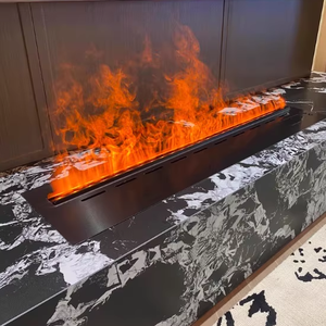 Cheminée électrique en métal de style européen, avec flamme simulée, télécommande et application, pour salon, hôtel, villa, en acier inoxydable - Product Image 3