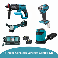 Kit combiné sans balais 18V : Marteau perforateur, visseuse à chocs, meuleuse d'angle, ponceuse orbitale, batteries, chargeur rapide double port, outils électriques OEM