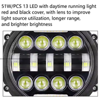 12V 24V voiture 7 pouces rond LED conduite lumière 51W hors route LED travail lumière DRL inondation Spot pour SUV ATV tracteur camion Jeep 4x4
