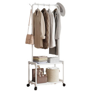 Porte-vêtements multifonctionnel simple, support de rangement pour vêtements, arbre à vêtements en métal mobile, support de rangement pour chaussures, chapeaux, manteaux - Product Image 6