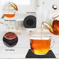 Posavasos de Pizarra Rústica Negra Clásica Ecológica de 10x10cm con Borde Diseñado para Uso en Hogar y Oficina, Venta al por Mayor de Fábrica