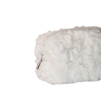 Sac de voyage en fausse fourrure rose blanc moelleux, doux et tendance, en polyester, avec fermeture éclair, pour organisateur, mignon, petite capacité, avec mousqueton