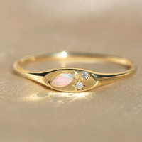 Bague chevalière personnalisée en argent sterling 925 avec opale et diamant bijoux pour femmes