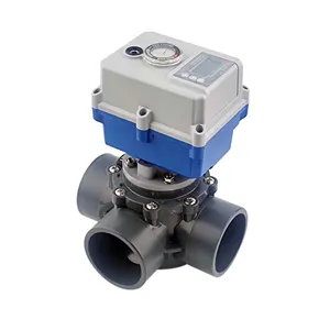 electric actuated pvc 3-way valve SS304 half embedded PPO shaft used in Swimming Pool Spa Systems Industrial Process Control.