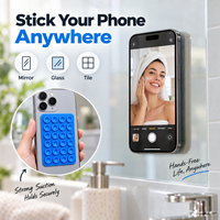 Support adhésif pour téléphone en silicone à 24 ventouses, réutilisable, pour fixation mains libres sur miroir, verre, carrelage