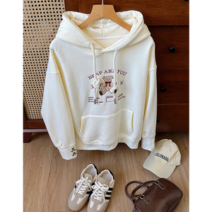 Sweat-shirt à capuche décontracté pour femme, <span class=keywords><strong>de</strong></span> haute qualité, ODM, vente en gros, printemps et automne, fin, avec logo brodé personnalisé, vêtements <span class=keywords><strong>de</strong></span> sport - Product Image 1