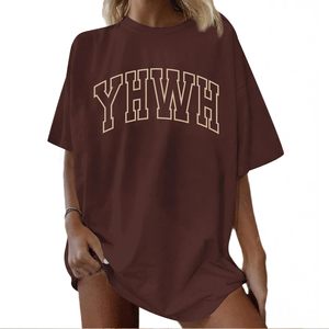 เสื้อยืดโอเวอร์ไซส์ YHWH สำหรับผู้หญิง FOXA ผ้าฝ้าย 100% ระบายอากาศได้ดี สวมใส่สบาย - Product Image 2