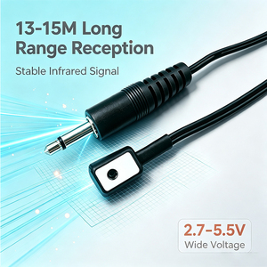 สายเคเบิล IR IFA02, ระยะรับสัญญาณ 13-15 เมตร, ปลั๊ก 3.5 มม., หัว IR ความไวสูง, สายเคเบิล PVC สำหรับโปรเจคเตอร์และเครื่องเสียงรถยนต์ - Product Image 4