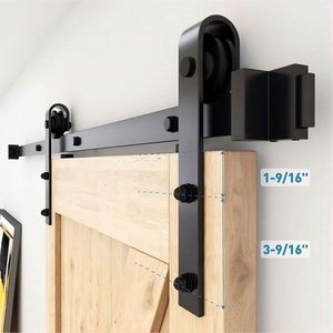 WEKIS Kit de Herrajes para Puerta Corredera de Gran Resistencia de Acero al Carbono Negro Satinado de 6.6 Pies, Silencioso, para Puertas de Granero, Dormitorio y Cocina - Product Image 1