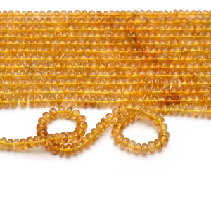 Cuentas de rondelle lisas de 5mm-6mm de turmalina amarilla natural | Hilo de 14 pulgadas | Cuentas lisas sueltas de piedras preciosas semipreciosas de turmalina - Product Image 3