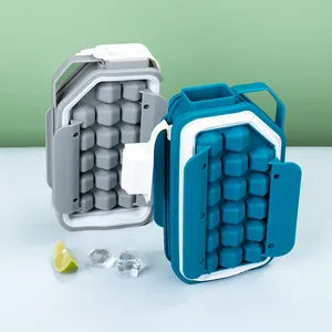 새로운 도착 아이스 큐브 트레이 식품 학년 큐브 메이커 뚜껑이있는 금형 구 모양 원형 실리콘 아이스 큐브 트레이