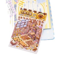 JHM mignon amusant Style chinois dessin animé 3D maison aménagement paysager scène autocollants Transparent PET Scrapbooking fournitures de découpe décalcomanie