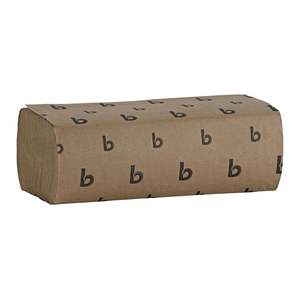 Serviettes de toilette jetables Boardwalk 1 pli, 9 x 9,45, 250 serviettes/paquet, 16 paquets/carton, naturelles - Product Image 4