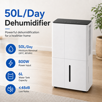 Déshumidificateur d'air commercial 50L/jour avec pompe à eau pour grandes pièces et maisons