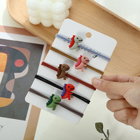 Élastiques à cheveux mignons de style japonais et coréen, faits à la main, à haute élasticité, avec motifs de fraises, d'ours et de dinosaures, accessoires pour cheveux d'enfants