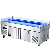 Vitrine Réfrigérée Commerciale pour Fruits de Mer, Table à Glace, Buffet de Supermarché, Horizontale, Maintien au Frais, Sans Portes, Garantie 5 Ans