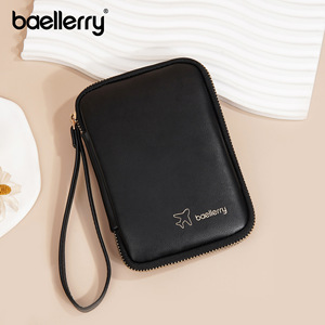 Baellerry Passport <b>Holder</b> 7 Inch Zippered Organizer For Travel <b>Documents</b> And Coins Black - Product Image 1