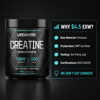 LIFEWORTH Créatine Monohydrate en Poudre en Vrac 5g par Portion - LIFEWORTH Pure & Sans Arôme, Certifiée NSF pour Athlètes et Culturistes