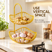Panier de rangement en fer pour oignons, gingembre et ail, support de présentation de légumes de comptoir, style moderne et minimaliste pour la maison