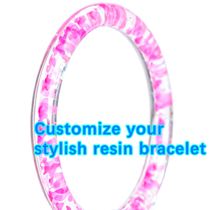 Custom Colorful Boho Resin Crafts Fashion Stylish Handmade Resin Laser powder heart shape, star sequins Bangle <b>Bracelet</b> - Product Image 2