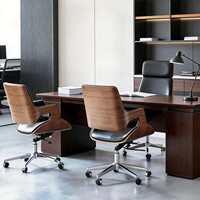Chaise de bureau ergonomique en cuir à dossier moyen, design moderne avec fonction de levage