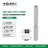 Pompe à eau solaire submersible pour puits profond en acier inoxydable de 4 pouces, 48V-144V, 400W, 600W, 750W, 1100W, 3,5m³, pour l'irrigation agricole