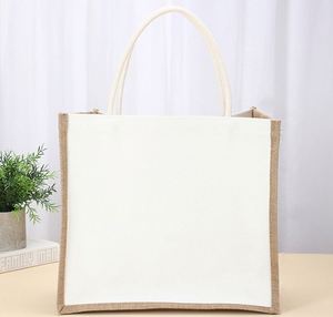 Sac en jute laminé écologique avec logo personnalisé, sac de plage réutilisable en lin, sacs de shopping en toile de jute - Product Image 4