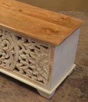 Table basse rectangulaire traditionnelle, table basse carrée en bois sculpté