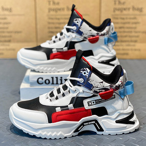 Nouvelles chaussures pour hommes en microfibre respirantes et élégantes à lacets, style sportif, haute tige, pour un confort amortissant, semelle extérieure en caoutchouc, décontractées - Product Image 5