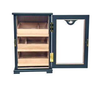 Tiered Cigar Storage Cabinet Wooden Large Capacity Compartment Design Freestanding Humidor - Product Image 3