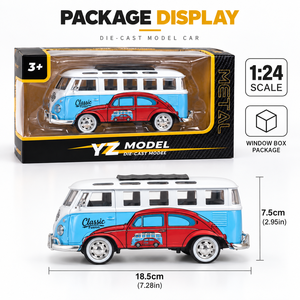 Modèle de voiture miniature rétro classique <span class=keywords><strong>T1</strong></span> à l'échelle 1:24, avec portes ouvrables, son et lumière, style fourgon vintage - Product Image 6