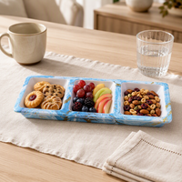 Plateau de service à trois sections, plateau à apéritifs divisé en trois compartiments pour les fêtes, les fruits, les noix et les repas à la maison