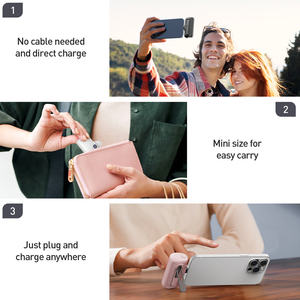 Cargador Inalámbrico de Escritorio <span class=keywords><strong>Mini</strong></span> de Carga Rápida Bidireccional de 20 W con Soporte, Enchufe USB C, Banco de Energía Portátil Delgado de 5000 mAh, Dispositivos Electrónicos - Product Image 4