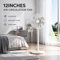 Ventilateur de circulation d'air 2-en-1 pour table et sol, moteur BLDC 3D de 12 pouces, 7 pales en ABS, hauteur au sol de 950 mm avec oscillation à 60, 90 et 120 degrés
