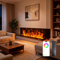 Humidificateur électrique intelligent à vapeur d'eau atomisée 3D avec télécommande par application, pour foyer décoratif intérieur, maison et villa