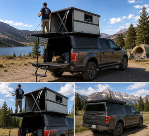 Kit de expansión de caja de camioneta F150 con tienda de techo eléctrica de carcasa rígida y tienda de campaña plegable para aventuras overland - Product Image 3