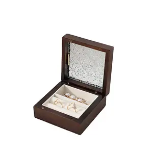 보석 상자 빈티지 나무 반지 상자 고급 간단한 아름다운 만들 수 있습니다 아름다운 선물 상자 너도밤 나무 검은 호두