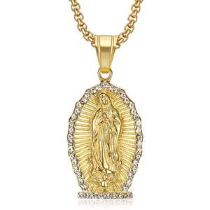 Collar de Cadena de Eslabones de Acero Inoxidable, Resistente al Agua y al Deslustre, con Colgante de la Virgen María, Estilo Hip Hop Cristiano, Joyería de Moda Unisex - Product Image 1