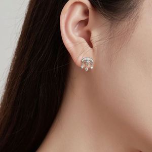 Dylam New Arrival Tiny Design <b>Solid</b> Sterling <b>Silver</b> 18K Gold Plated Hallow Out Dangle 5A Cubic Zirconia Eye Shape Stud <b>Earrings</b> - Product Image 2