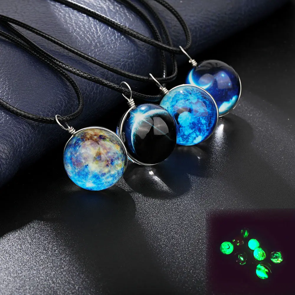 Droom Lichtgevende Sterrenhemel Ketting Dubbelzijdig Glas Bal Hanger Universe De Galaxy Zonnestelsel Ketting