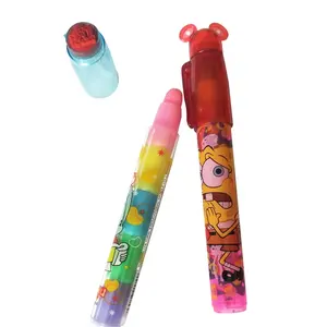 Cute five colors in one kid erasers with stamp and light stick pen style mini scent eraser stationery supplies