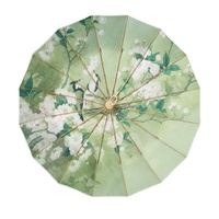 Parapluie d'extérieur traditionnel chinois à 16 os en gros, ouverture manuelle à trois volets avec impression de logo, pare-soleil pour la pluie