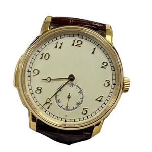 Reloj Mecánico Clásico de Vestir para Hombre, Estilo Vintage, Caja Redonda Dorada, Correa de Cuero de Cocodrilo Marrón, Segundero Pequeño, Elegante - Product Image 3