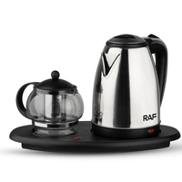 Bouilloire électrique avec théière en verre, 1850W 2200W, en acier inoxydable, intérieur sans BPA, indicateur LED