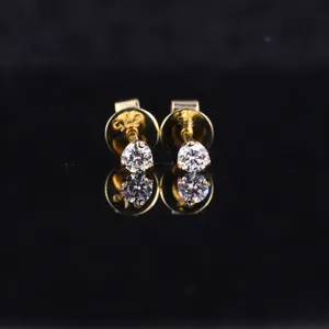 Starsgem round cut moissanite jewelry gemstone DEF vvs diamond 3 prong 9k gold Stud Earrings