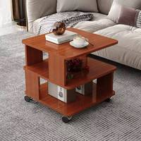 Mesa de Centro de Madera Cuadrada de Diseño Geométrico Moderno y Minimalista con Bordes Redondeados, Muebles para Sala de Estar, Dormitorio, Estudio, Sala de Estar Móvil
