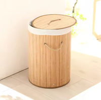 Panier à linge pliable en bambou Panier de rangement pour vêtements Panier de rangement en polyester avec poignée