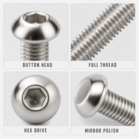 Sekrup Kepala Tombol Hex Socket Ulir Penuh Berbagai Panjang Kit Pengikat untuk Pembuatan Sepeda Motor Kustom