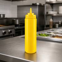 Bouteille de sauce à presser, contrôle des portions, PP de qualité alimentaire, 24 oz, jaune, rechargeable, pour restaurant, buffet
